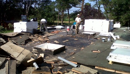 ITE à Pluneret chantier EPDM pendant travaux